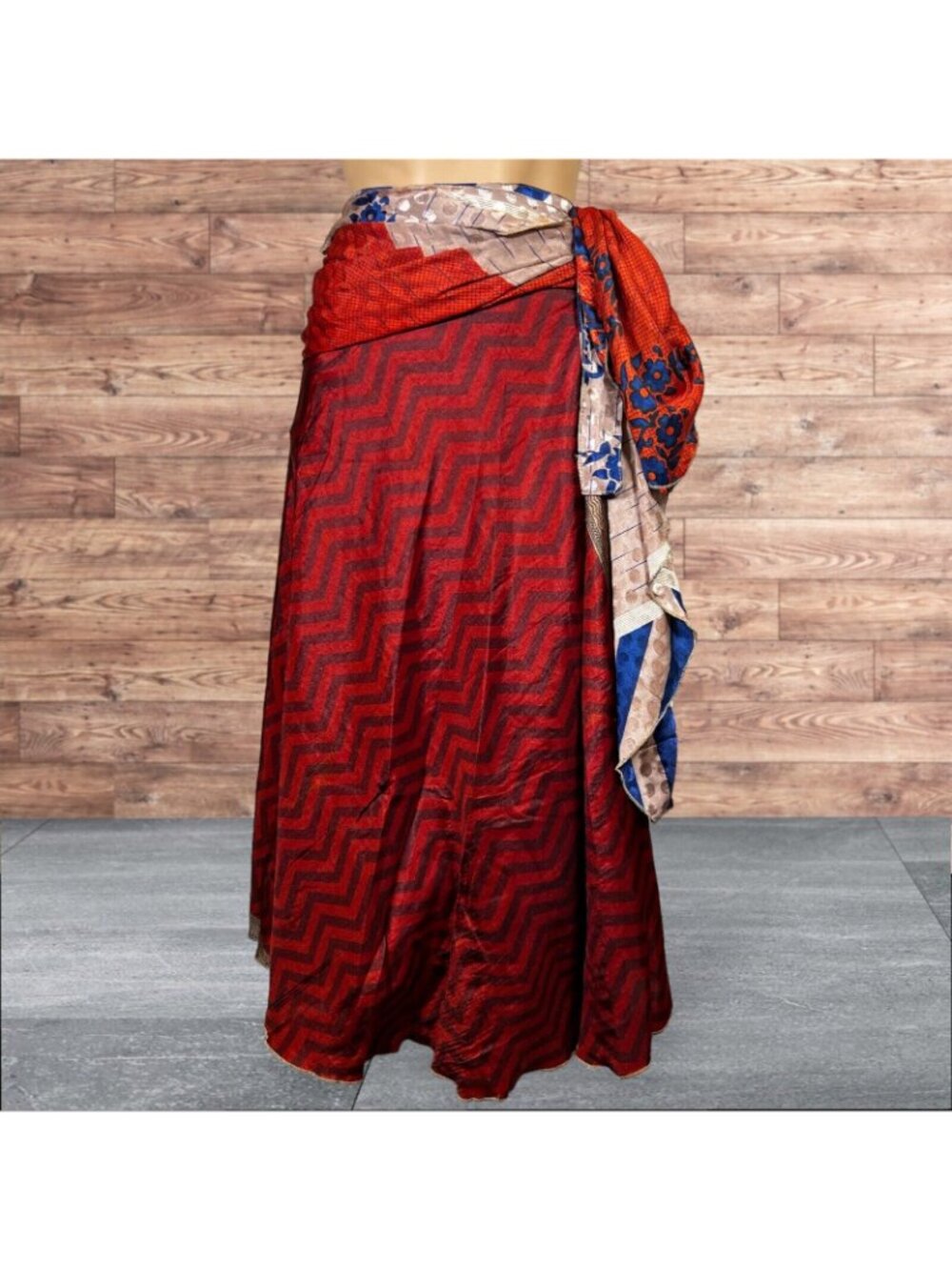 Boho Wrap Skirt Double Layer Sari Multi Wear 36 Travel Resort Festival Hippie - Picture 3 of 6